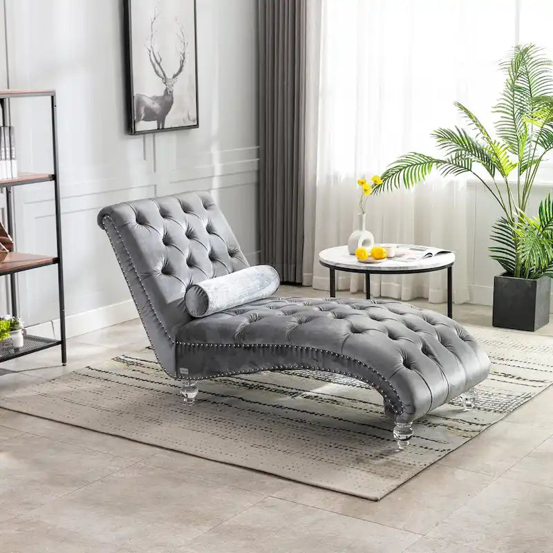 Fauteuil inclinable en velours avec coussins capitonnés