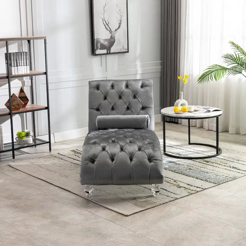 Fauteuil inclinable en velours avec coussins capitonnés