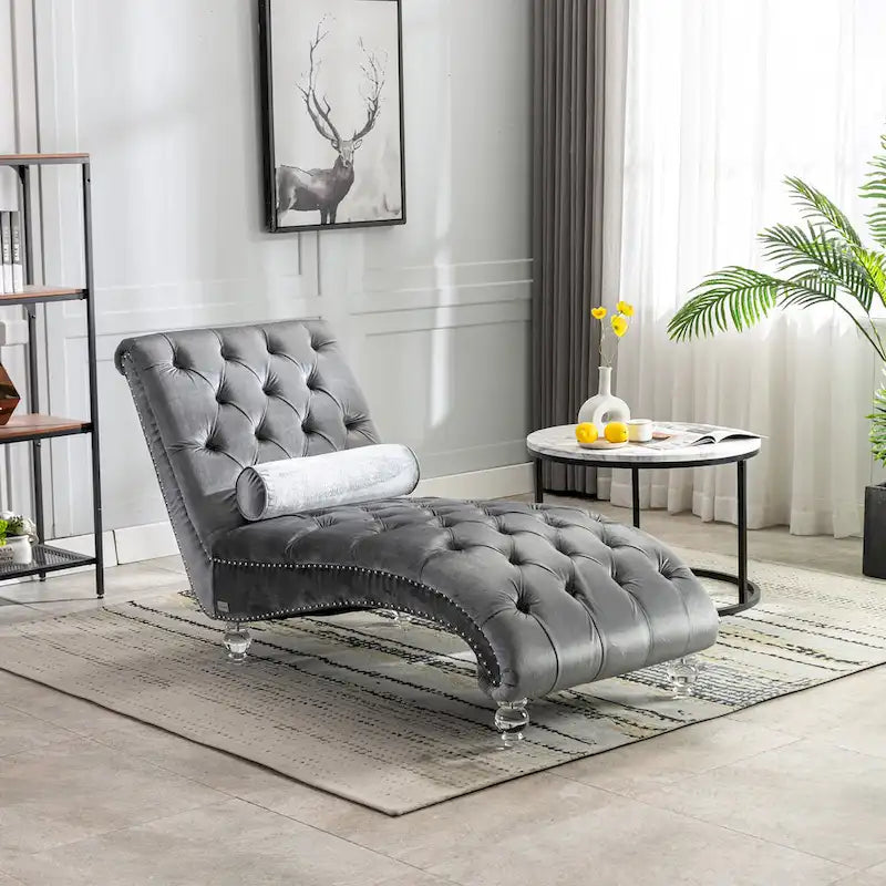 Fauteuil inclinable en velours avec coussins capitonnés