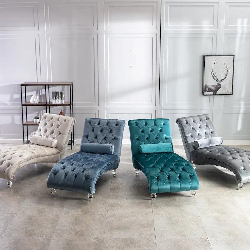 Fauteuil inclinable en velours avec coussins capitonnés