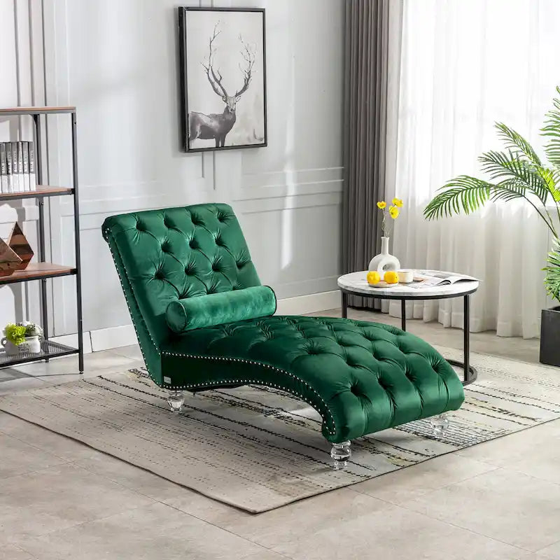 Fauteuil inclinable en velours avec coussins capitonnés
