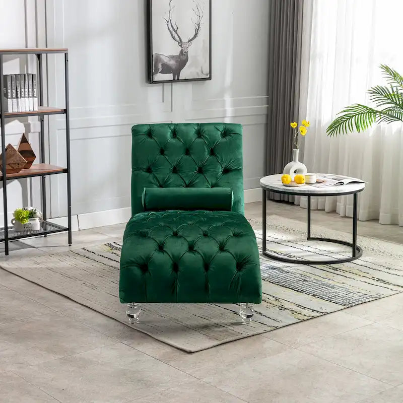 Fauteuil inclinable en velours avec coussins capitonnés