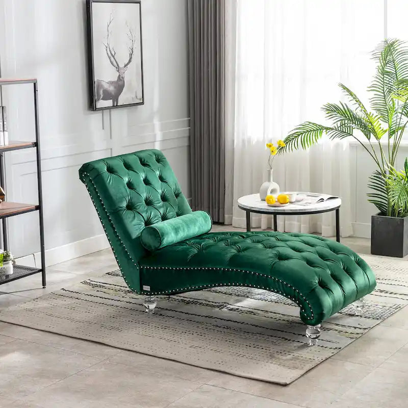 Fauteuil inclinable en velours avec coussins capitonnés
