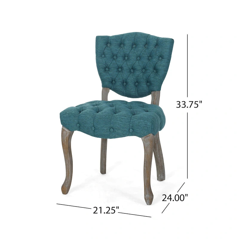 Tissu capitonné bleu-vert, bois d'hévéa