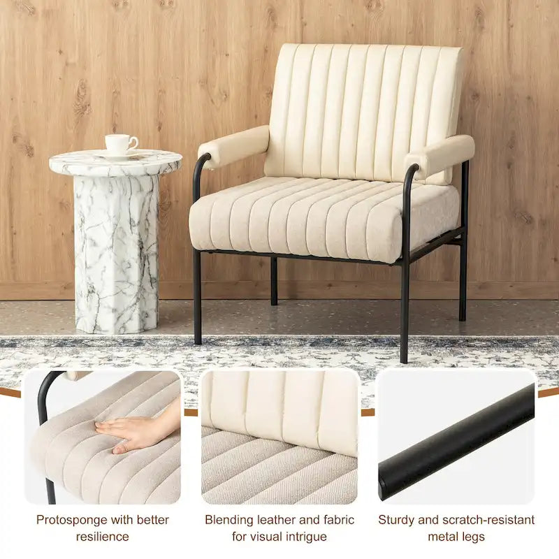 Fauteuil en similicuir et tissu de 75 cm de large