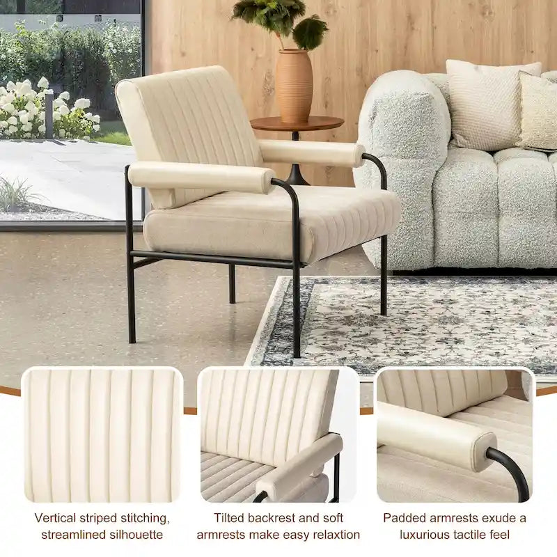 Fauteuil en similicuir et tissu de 75 cm de large
