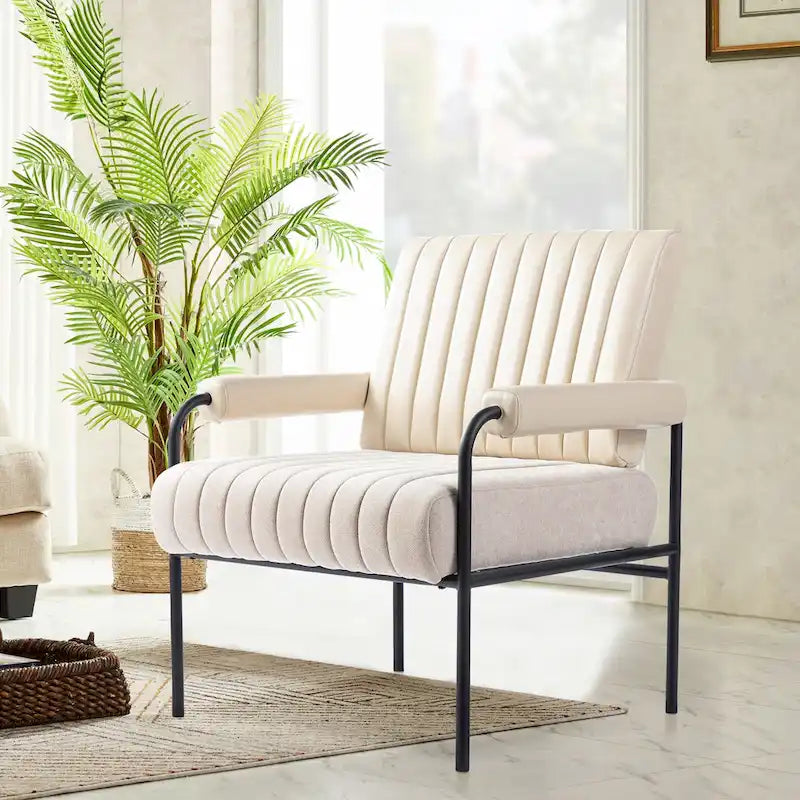 Fauteuil en similicuir et tissu de 75 cm de large