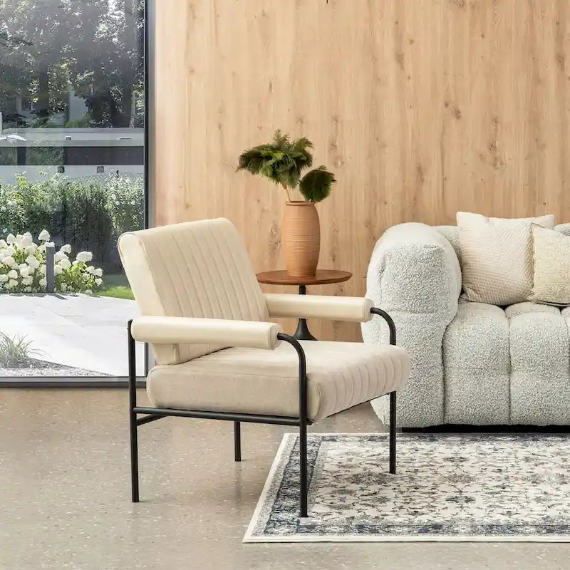 Fauteuil en similicuir et tissu de 75 cm de large