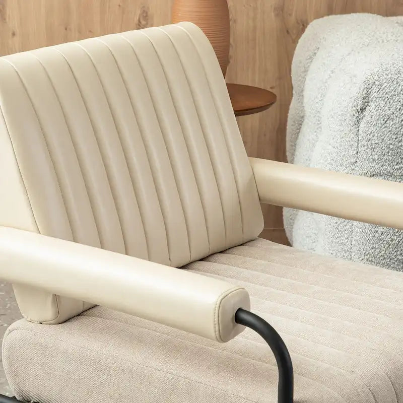 Fauteuil en similicuir et tissu de 75 cm de large