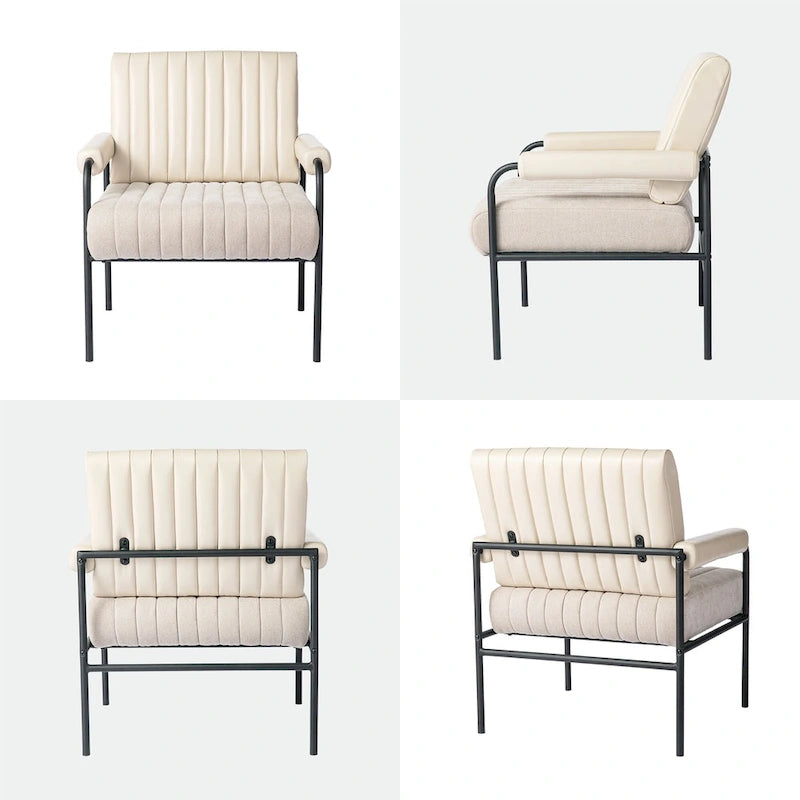 Fauteuil en similicuir et tissu de 75 cm de large