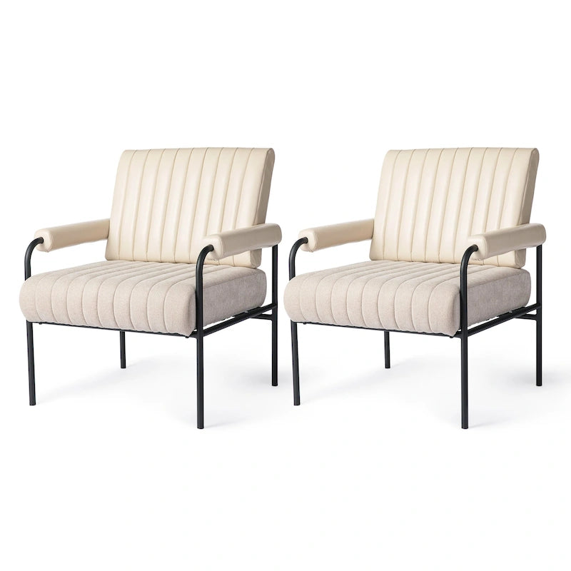 Fauteuil en similicuir et tissu de 75 cm de large