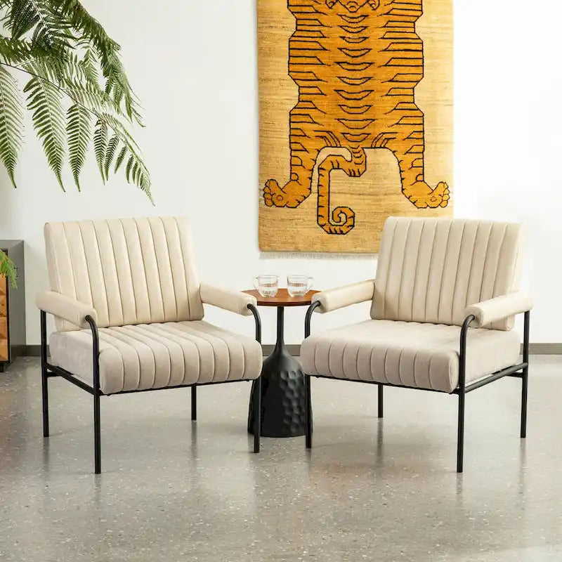 Fauteuil en similicuir et tissu de 75 cm de large