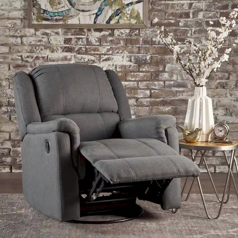 Chaise longue pivotante en tissu avec dossier réglable manuellement