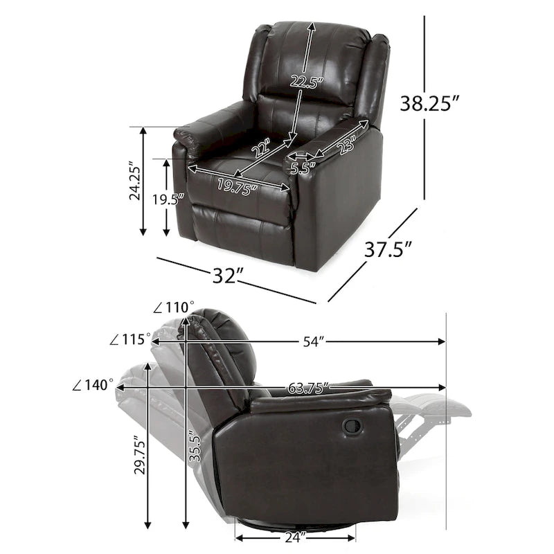 Chaise longue pivotante en tissu avec dossier réglable manuellement