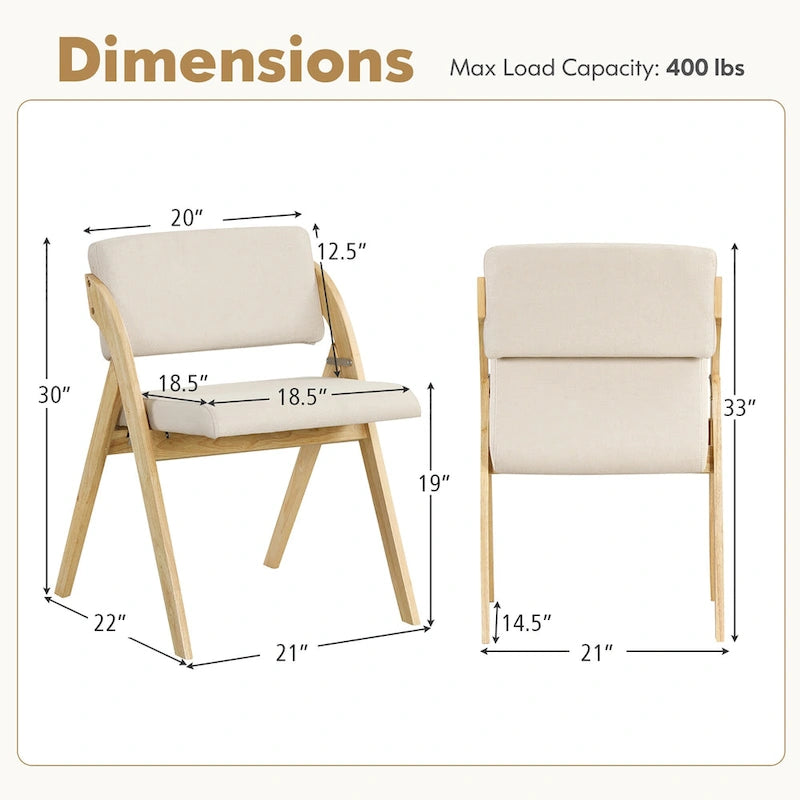 Chaise de salle à manger, chaise de cuisine pliante, pieds de chaise en hévéa
