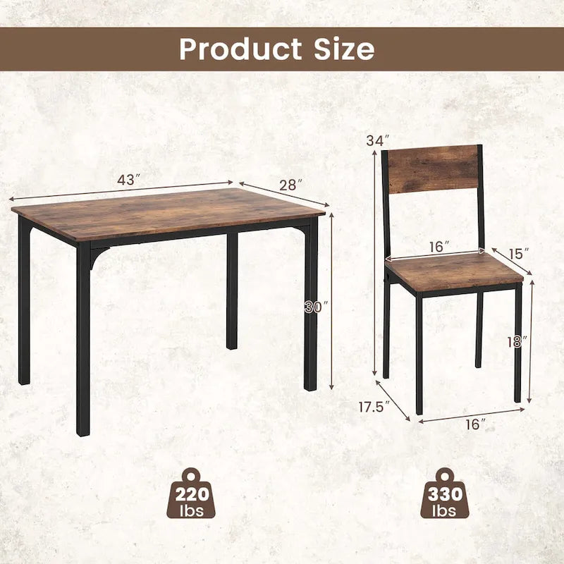 Table et chaises de salle à manger de style industriel