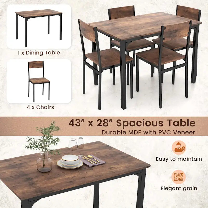 Table et chaises de salle à manger de style industriel