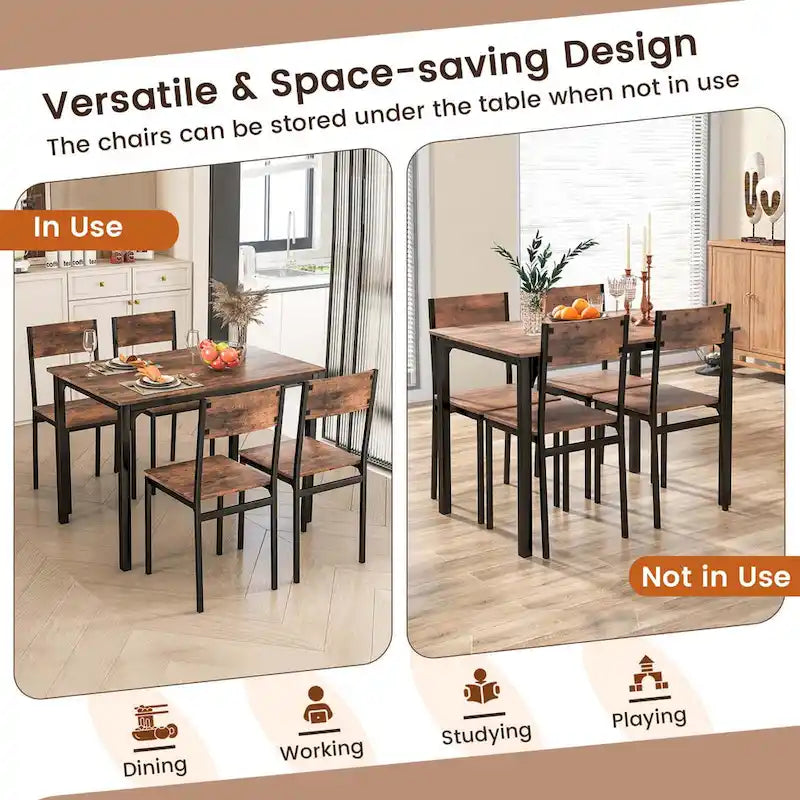 Table et chaises de salle à manger de style industriel