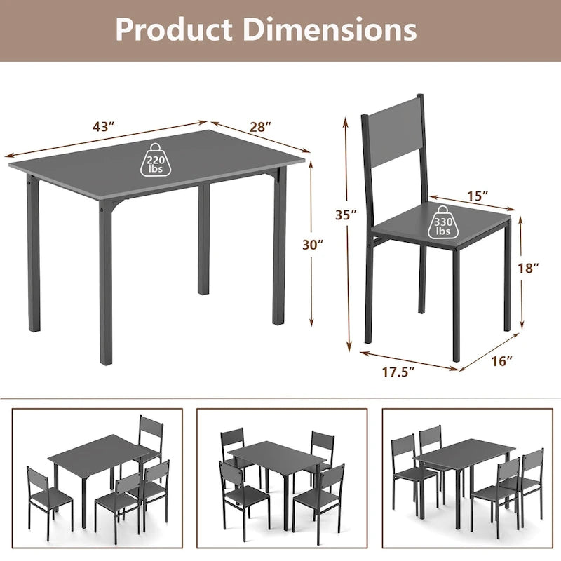 Table et chaises de salle à manger de style industriel