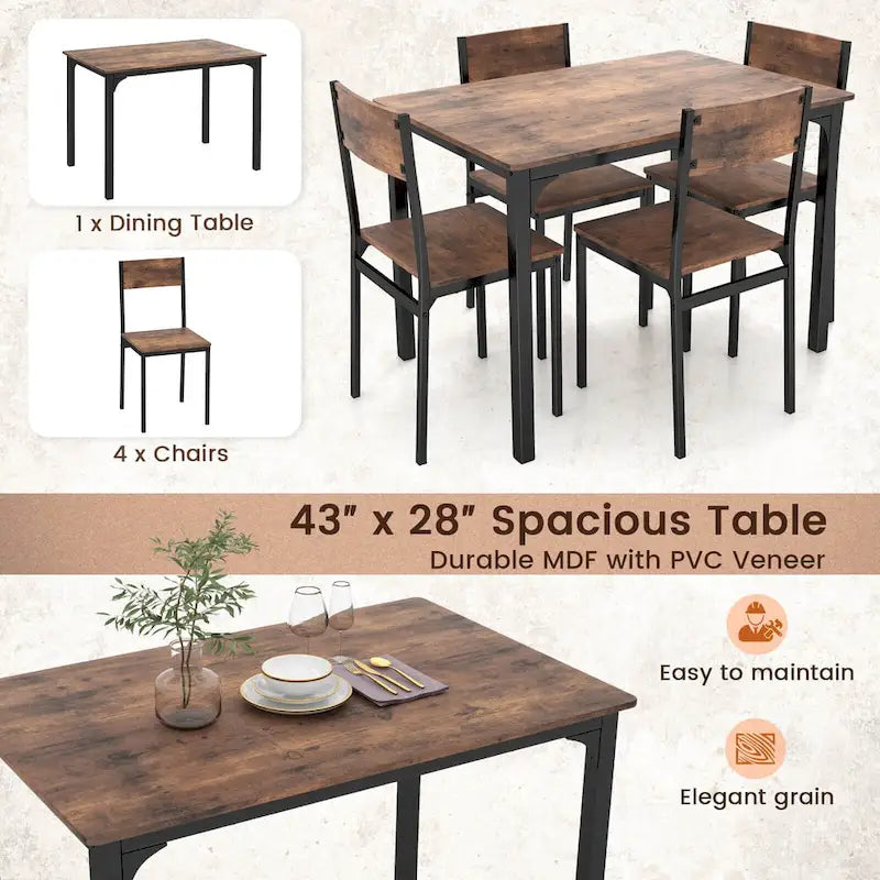 Table et chaises de salle à manger de style industriel