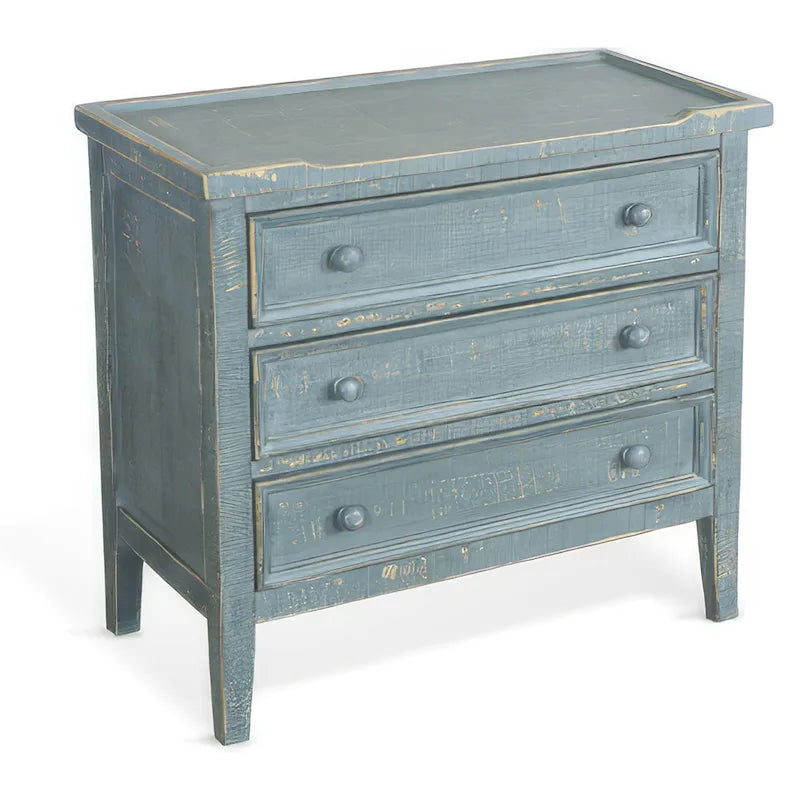 Table d'appoint à trois tiroirs style campagnard en acajou vert