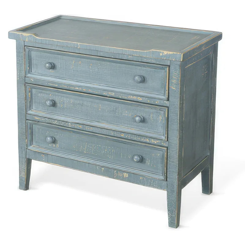 Table d'appoint à trois tiroirs style campagnard en acajou vert