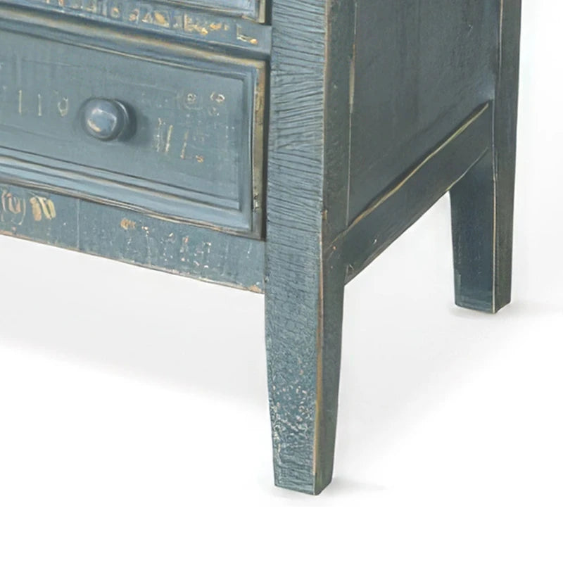 Table d'appoint à trois tiroirs style campagnard en acajou vert