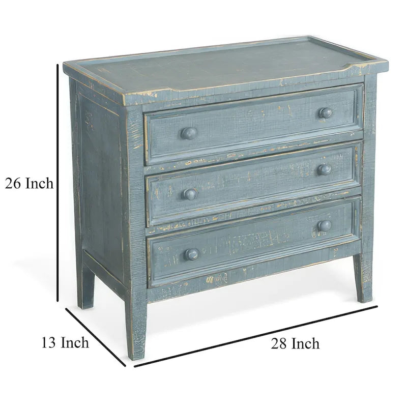 Table d'appoint à trois tiroirs style campagnard en acajou vert