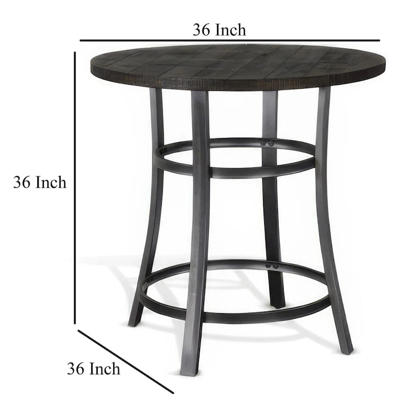 Table de bar, ronde, 36 pouces, couleur acajou foncé