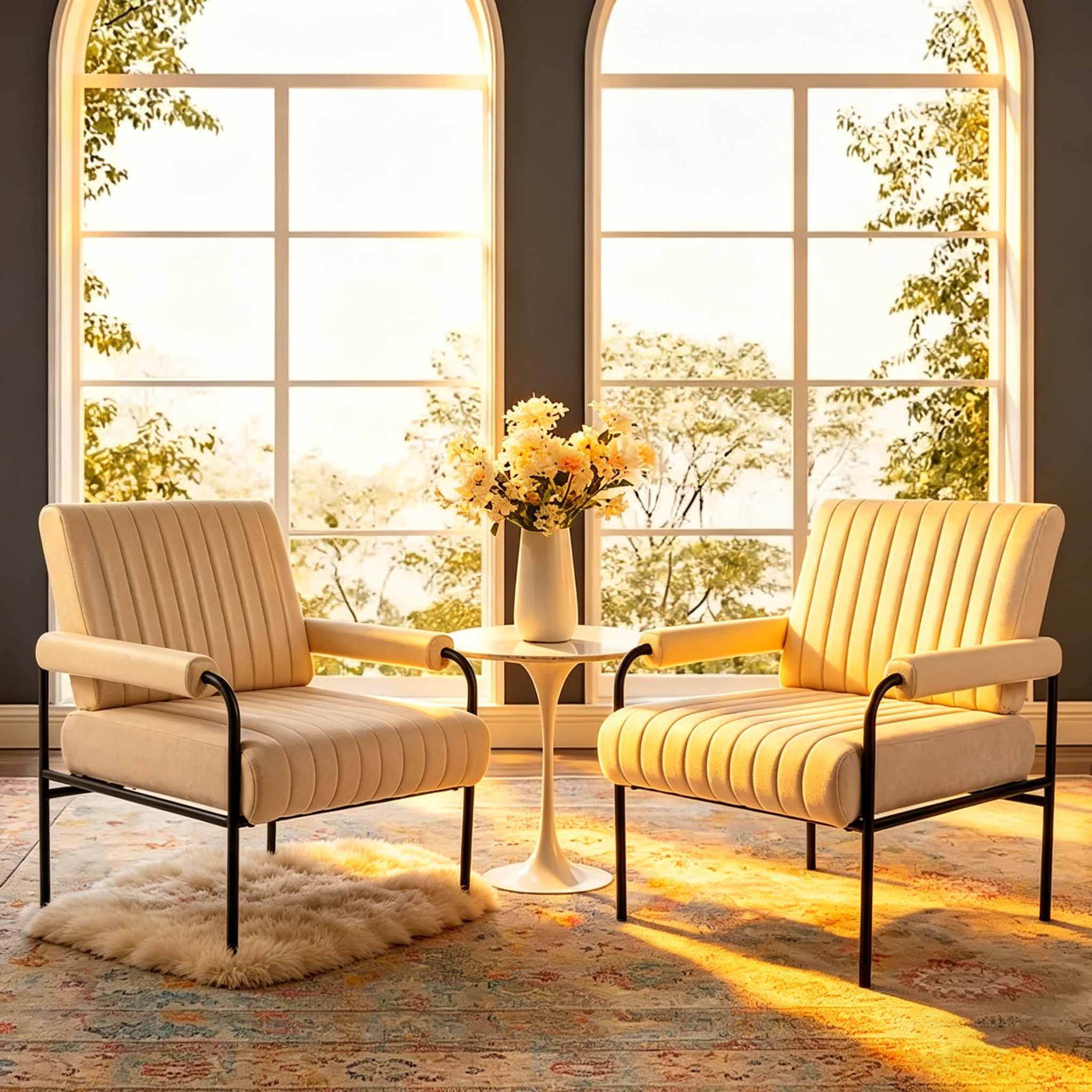 Fauteuil en similicuir et tissu de 75 cm de large