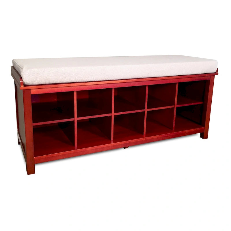 Meuble à chaussures banc en bois massif John Louis Home, couleur acajou