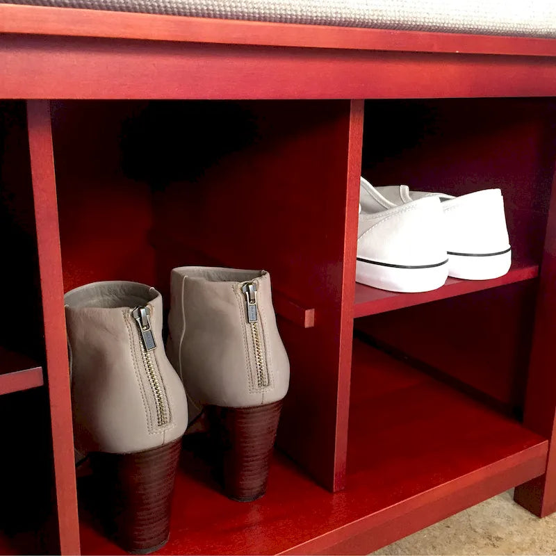 Meuble à chaussures banc en bois massif John Louis Home, couleur acajou