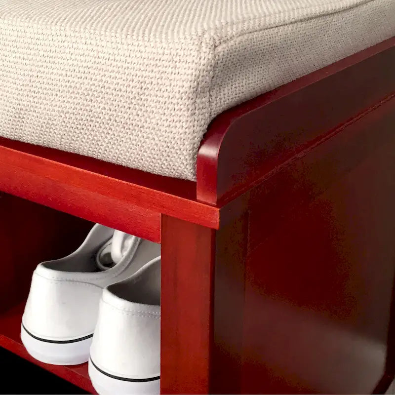 Meuble à chaussures banc en bois massif John Louis Home, couleur acajou