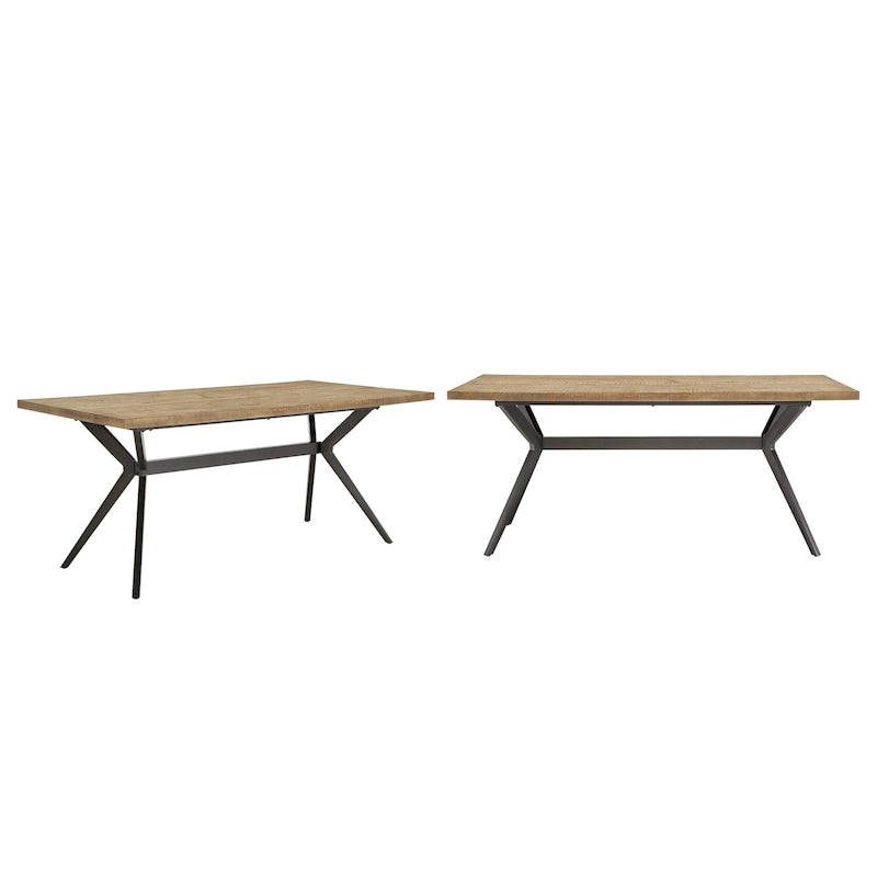 Table de salle à manger pour 4 à 6 personnes avec piètement en métal gris fer