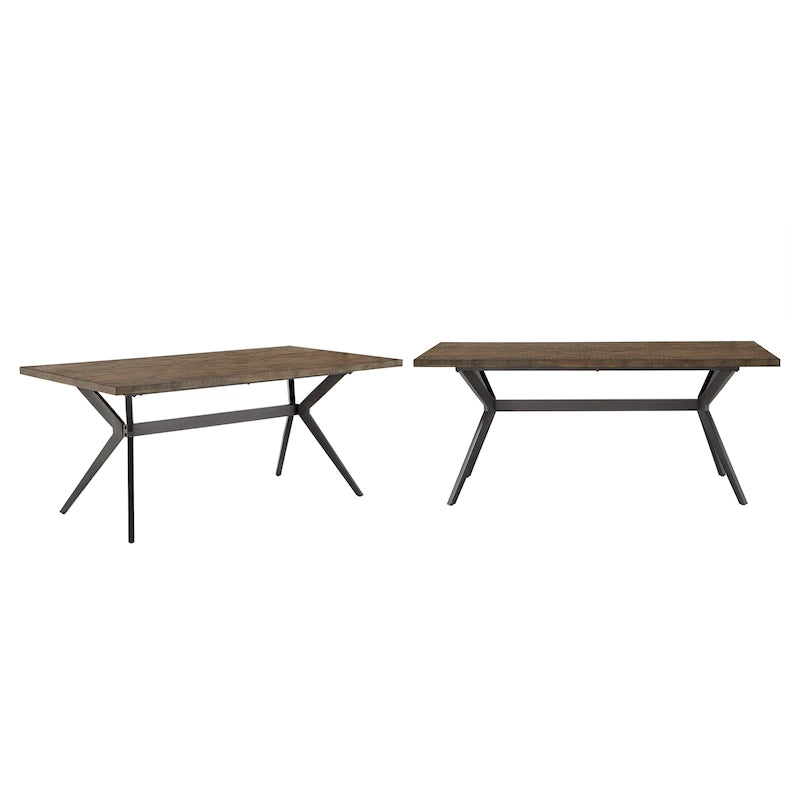 Table de salle à manger pour 4 à 6 personnes avec piètement en métal gris fer