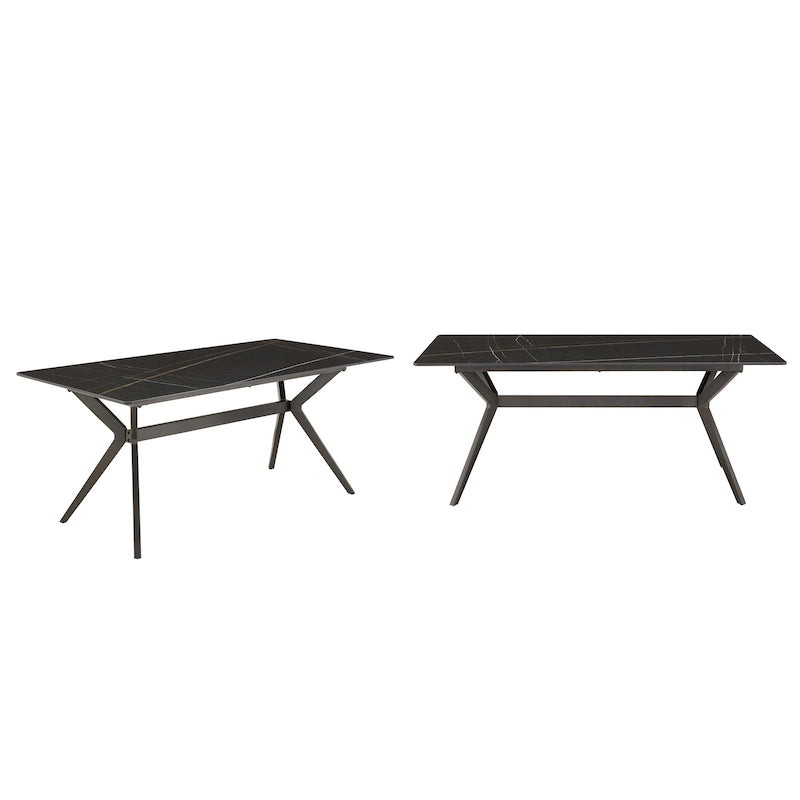 Table de salle à manger pour 4 à 6 personnes avec piètement en métal gris fer