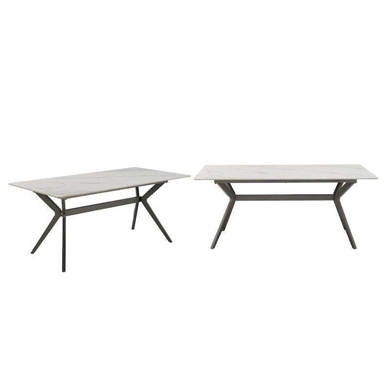 Table de salle à manger pour 4 à 6 personnes avec piètement en métal gris fer