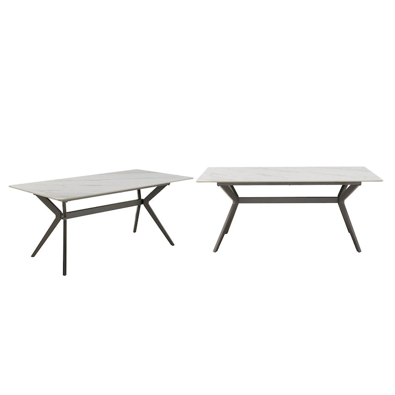 Table de salle à manger pour 4 à 6 personnes avec piètement en métal gris fer