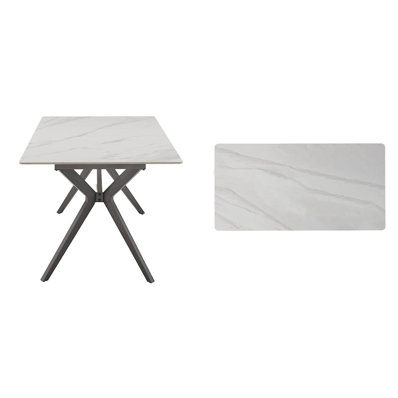 Table de salle à manger pour 4 à 6 personnes avec piètement en métal gris fer