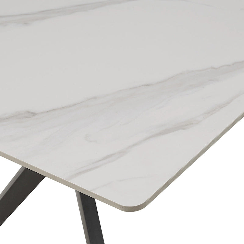 Table de salle à manger pour 4 à 6 personnes avec piètement en métal gris fer