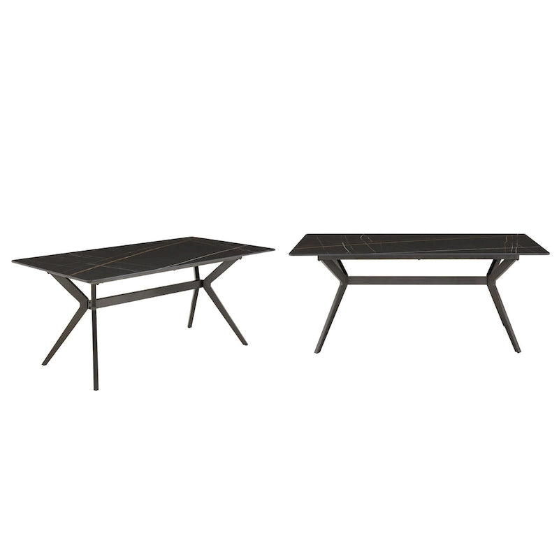 Table de salle à manger pour 4 à 6 personnes avec piètement en métal gris fer