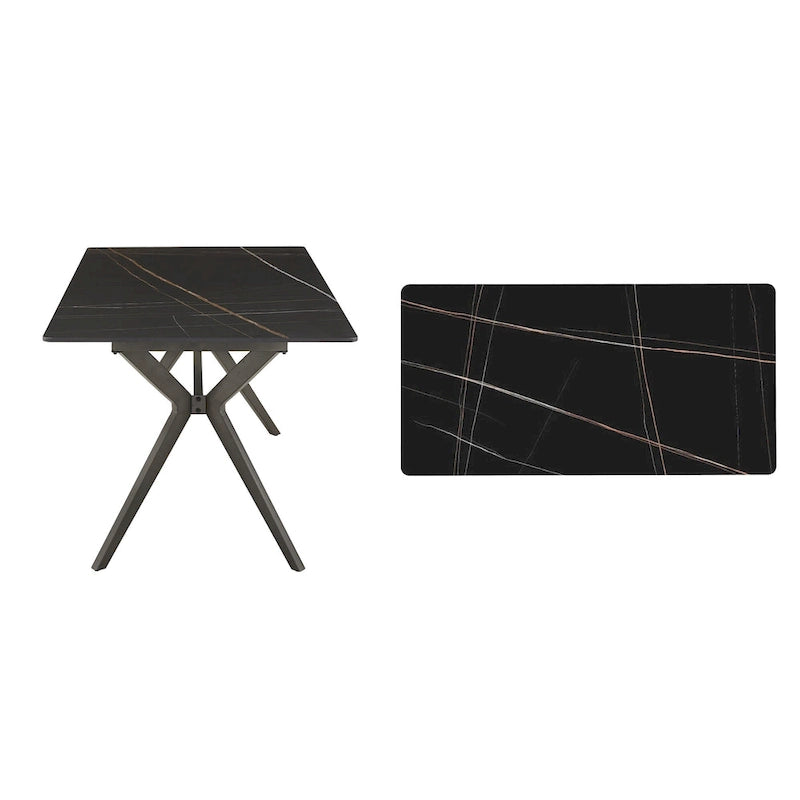 Table de salle à manger pour 4 à 6 personnes avec piètement en métal gris fer