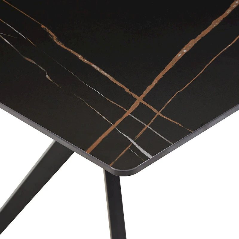 Table de salle à manger pour 4 à 6 personnes avec piètement en métal gris fer