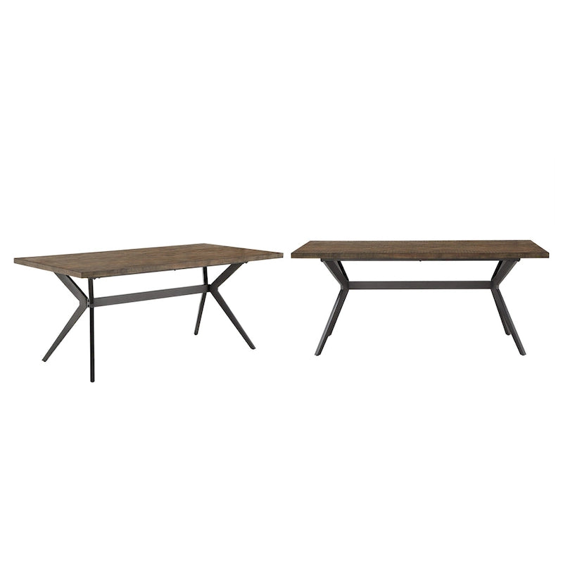 Table de salle à manger pour 4 à 6 personnes avec piètement en métal gris fer