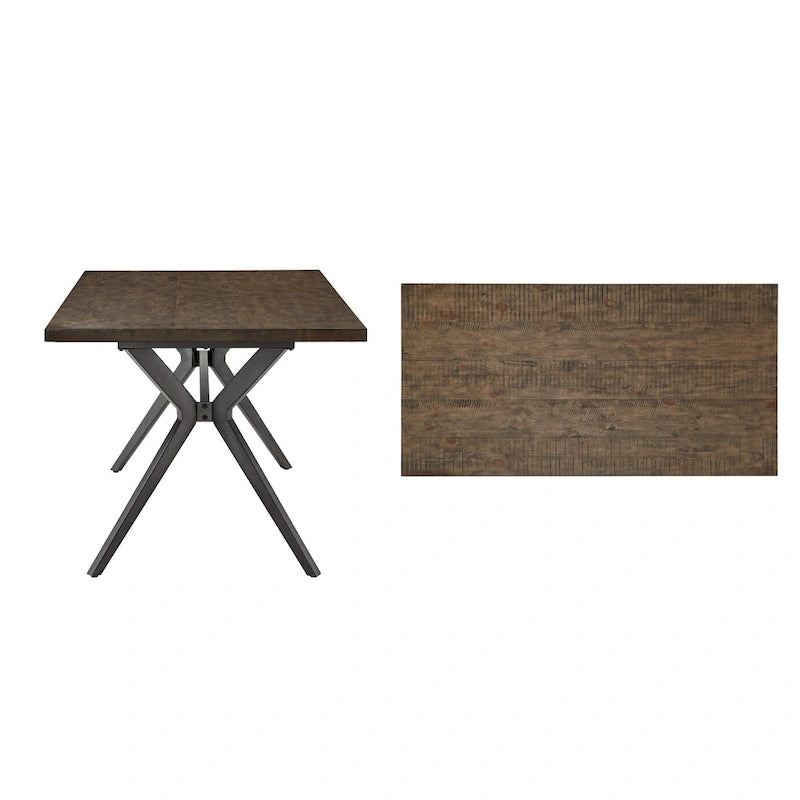 Table de salle à manger pour 4 à 6 personnes avec piètement en métal gris fer