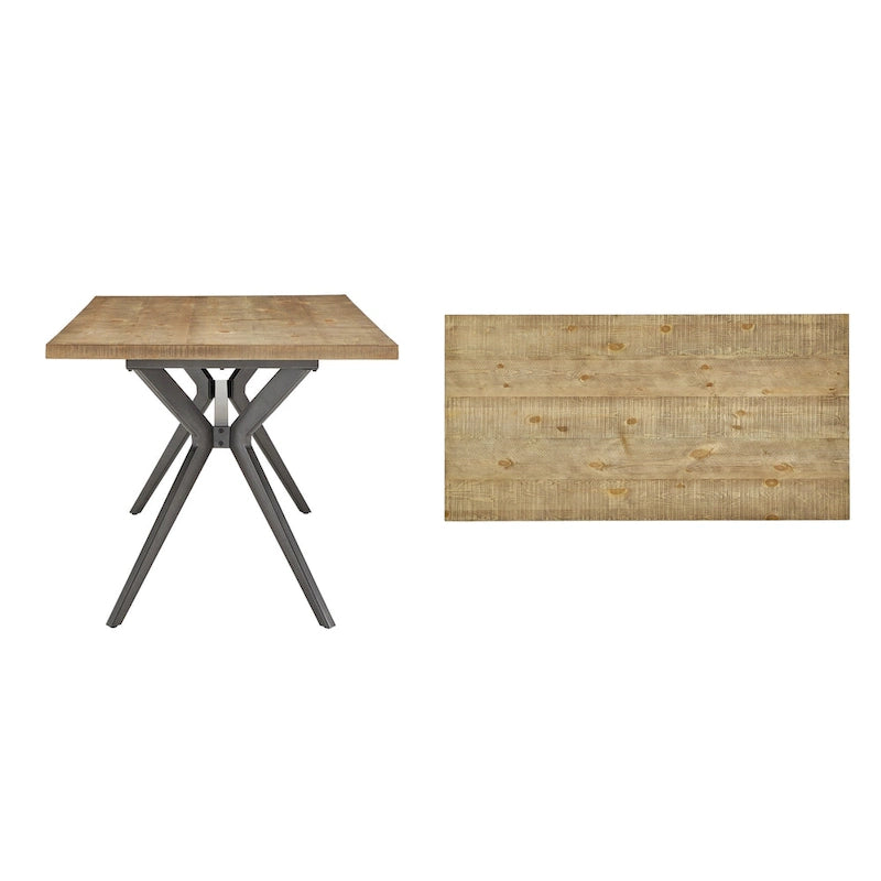 Table de salle à manger pour 4 à 6 personnes avec piètement en métal gris fer