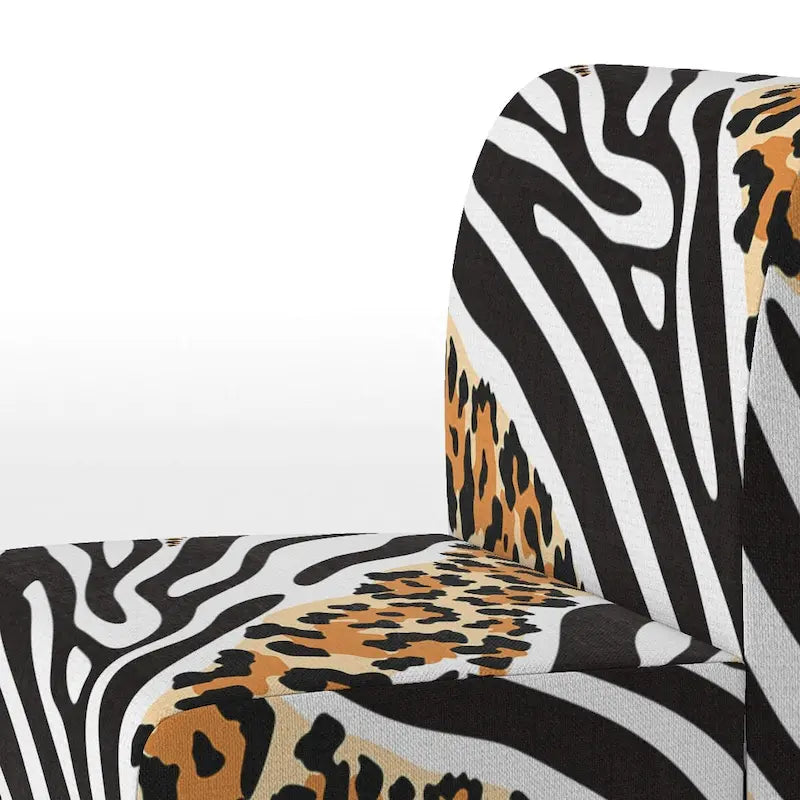 Fauteuil et chaise longue à motifs zébrés et léopard mélangés
