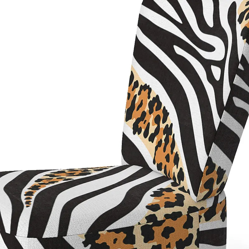 Fauteuil et chaise longue à motifs zébrés et léopard mélangés