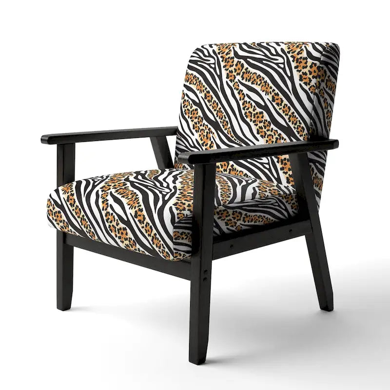 Fauteuil et chaise longue à motifs zébrés et léopard mélangés