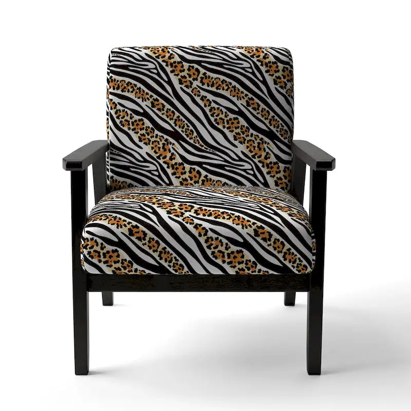 Fauteuil et chaise longue à motifs zébrés et léopard mélangés